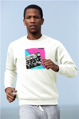 Cure Baskılı Unisex Beyaz Sweatshirt