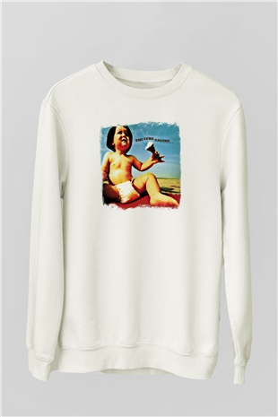 Cure Baskılı Unisex Beyaz Sweatshirt
