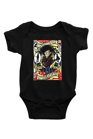 Cure Baskılı Unisex Siyah Bebek Body - Zıbın