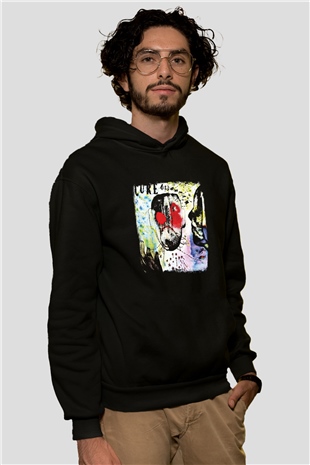 Cure Baskılı Unisex Siyah Hoodie