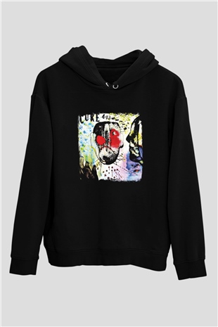 Cure Baskılı Unisex Siyah Hoodie