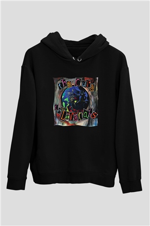 Cure Baskılı Unisex Siyah Hoodie