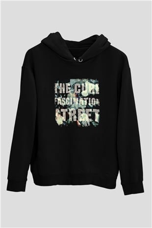 Cure Baskılı Unisex Siyah Hoodie