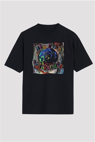 Cure Baskılı Unisex Siyah Oversize Tişört