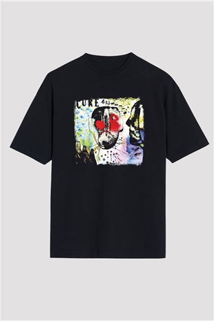 Cure Baskılı Unisex Siyah Oversize Tişört