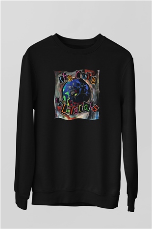 Cure Baskılı Unisex Siyah Sweatshirt
