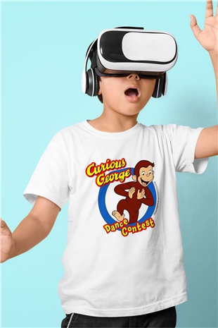 Curious George Beyaz Unisex Çocuk Tişört
