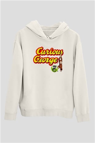Curious George Beyaz Unisex Hoodie