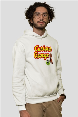 Curious George Beyaz Unisex Hoodie