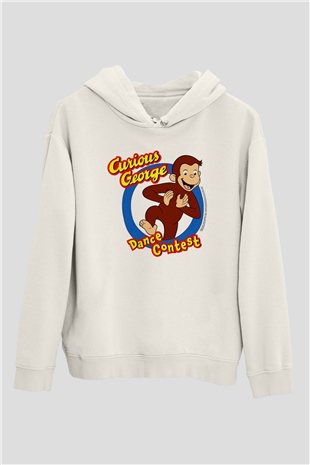 Curious George Beyaz Unisex Hoodie