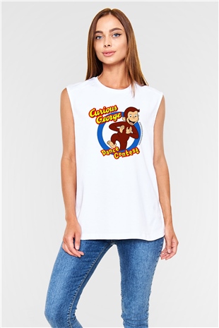 Curious George Beyaz Unisex Kolsuz Tişört