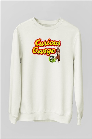 Curious George Beyaz Unisex Sweatshirt