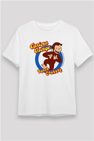 Curious George Beyaz Unisex Tişört T-Shirt