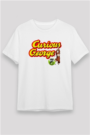Curious George Beyaz Unisex Tişört T-Shirt