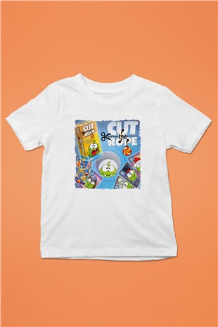 Cut the Rope Beyaz Unisex Çocuk Tişört
