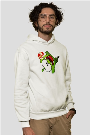 Cut the Rope Beyaz Unisex Kapşonlu Sweatshirt
