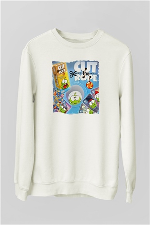 Cut the Rope Beyaz Unisex Sweatshirt