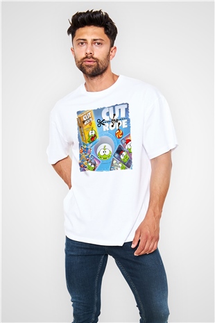 Cut the Rope Beyaz Oversize Tişört Oversize T-shirt