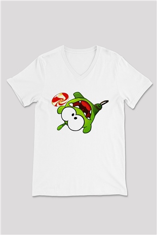 Cut the Rope Beyaz Unisex V Yaka Tişört T-Shirt