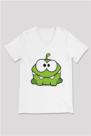 Cut the Rope Beyaz Unisex V Yaka Tişört T-Shirt