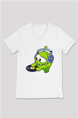 Cut the Rope Beyaz Unisex V Yaka Tişört T-Shirt