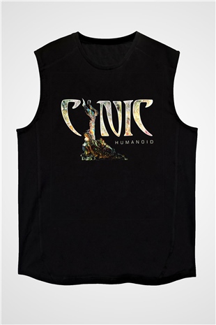 Cynic Baskılı Unisex Siyah Kolsuz Tişört