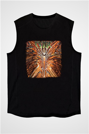 Cynic Baskılı Unisex Siyah Kolsuz Tişört