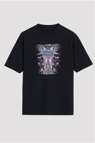 Cynic Baskılı Unisex Siyah Oversize Tişört
