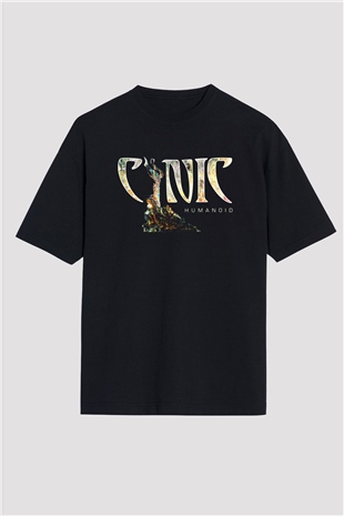 Cynic Baskılı Unisex Siyah Oversize Tişört