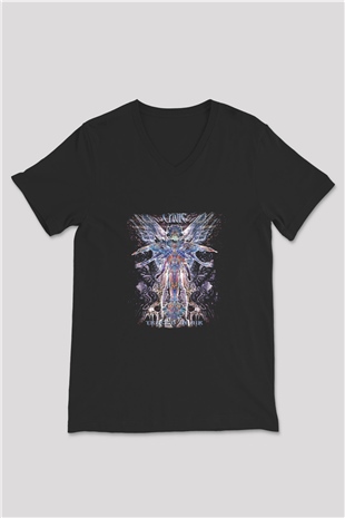 Cynic Baskılı Unisex Siyah V Yaka Tişört