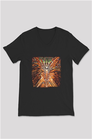 Cynic Baskılı Unisex Siyah V Yaka Tişört