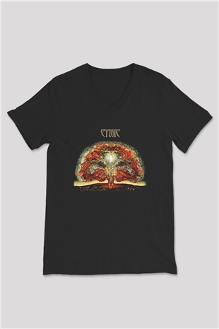 Cynic Siyah Unisex V Yaka Tişört T-Shirt
