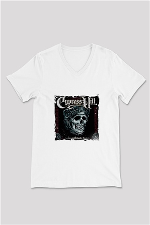 Cypress Hill Baskılı Beyaz V Yaka Unisex Tişört