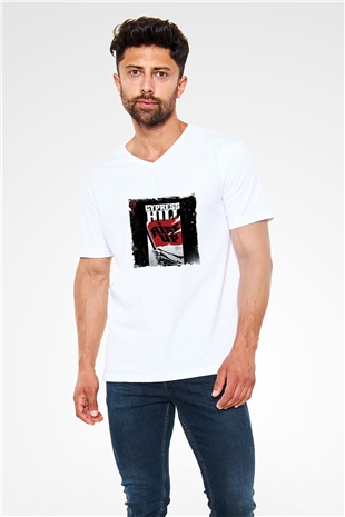 Cypress Hill Baskılı Beyaz V Yaka Unisex Tişört