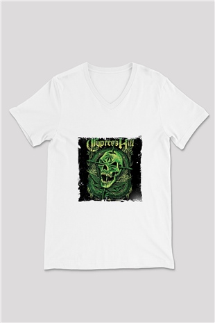 Cypress Hill Baskılı Beyaz V Yaka Unisex Tişört