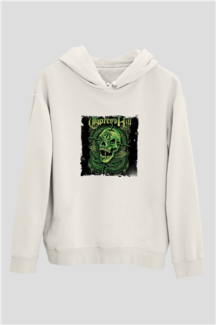 Cypress Hill Baskılı Unisex Beyaz Kapüşonlu Sweatshirt
