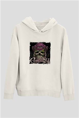 Cypress Hill Baskılı Unisex Beyaz Kapüşonlu Sweatshirt