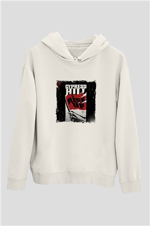 Cypress Hill Baskılı Unisex Beyaz Kapüşonlu Sweatshirt