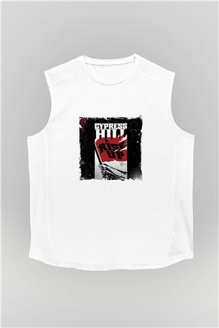 Cypress Hill Baskılı Unisex Beyaz Kolsuz Tişört