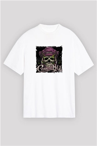 Cypress Hill Baskılı Oversize Beyaz Tişört