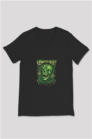 Cypress Hill Baskılı Unisex Siyah V Yaka Tişört