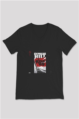 Cypress Hill Baskılı Unisex Siyah V Yaka Tişört