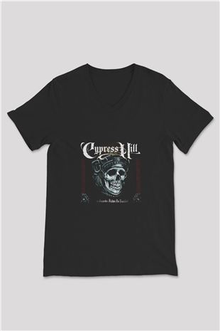 Cypress Hill Baskılı Unisex Siyah V Yaka Tişört
