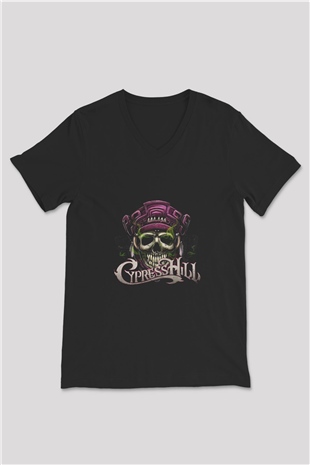 Cypress Hill Baskılı Unisex Siyah V Yaka Tişört