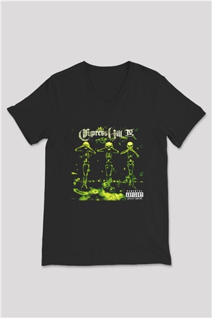 Cypress Hill Siyah Unisex V Yaka Tişört T-Shirt