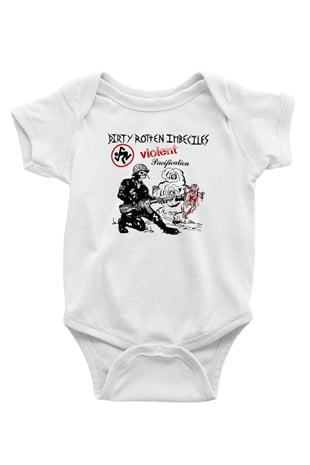 D.R.I Baskılı Beyaz Unisex Bebek Body - Zıbın