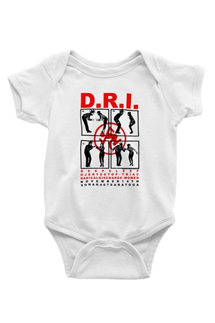 D.R.I Baskılı Beyaz Unisex Bebek Body - Zıbın