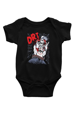 D.R.I Baskılı Siyah Bebek Body - Zıbın