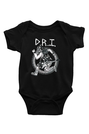 D.R.I Baskılı Siyah Bebek Body - Zıbın
