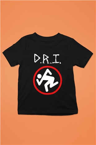 D.R.I Baskılı Siyah Unisex Çocuk Tişört